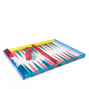 Lucite Turquoise/Pink Backgammon Set