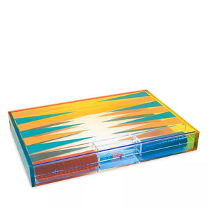 Lucite Turquoise/Orange Backgammon Set