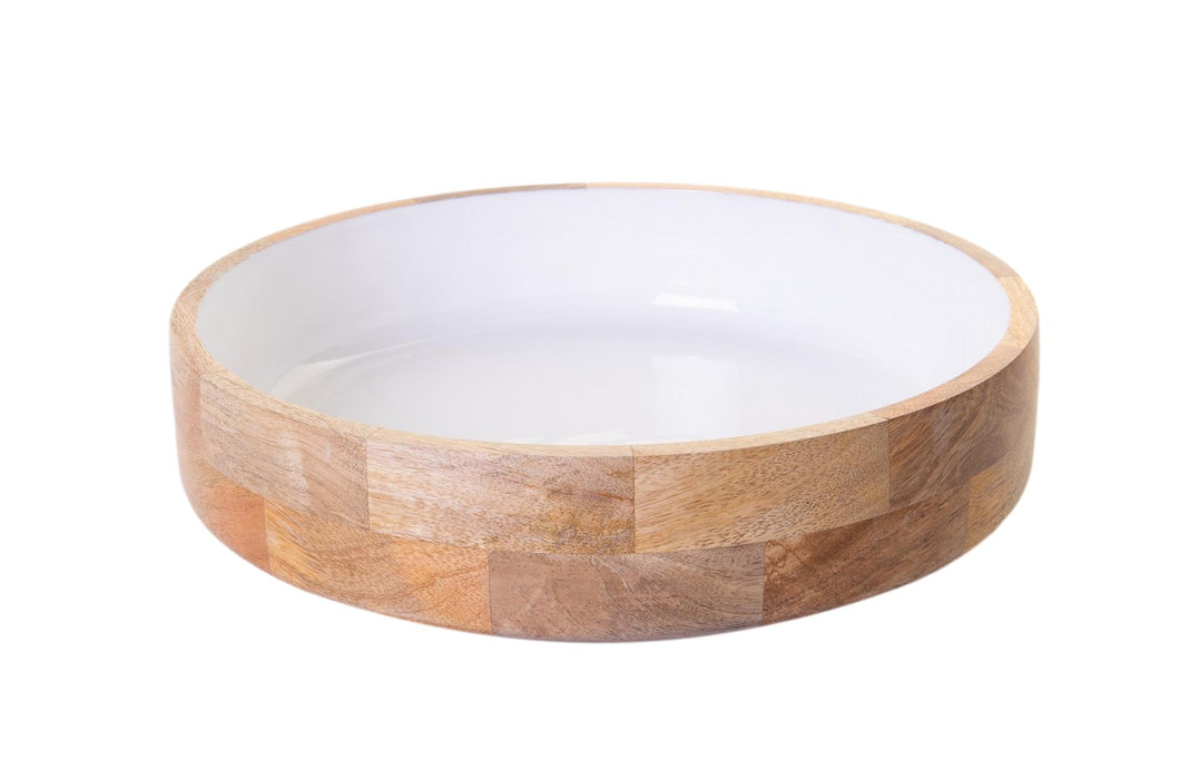 Mango Wood w/ White Enamel Bowl