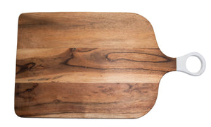 Acacia Wood Rectangular Cutting Board w/ White Handle
