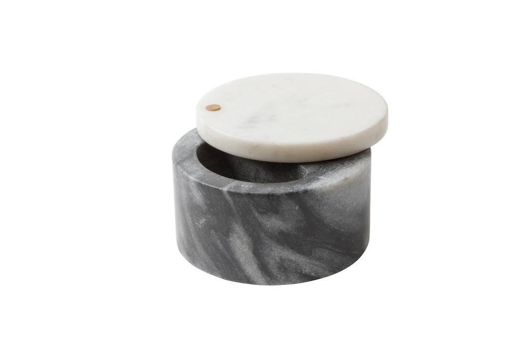 White & Gray Marble Cellar With Pivoting Lid