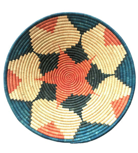 Small Raffia Basket - Terracotta/Blue/Cream