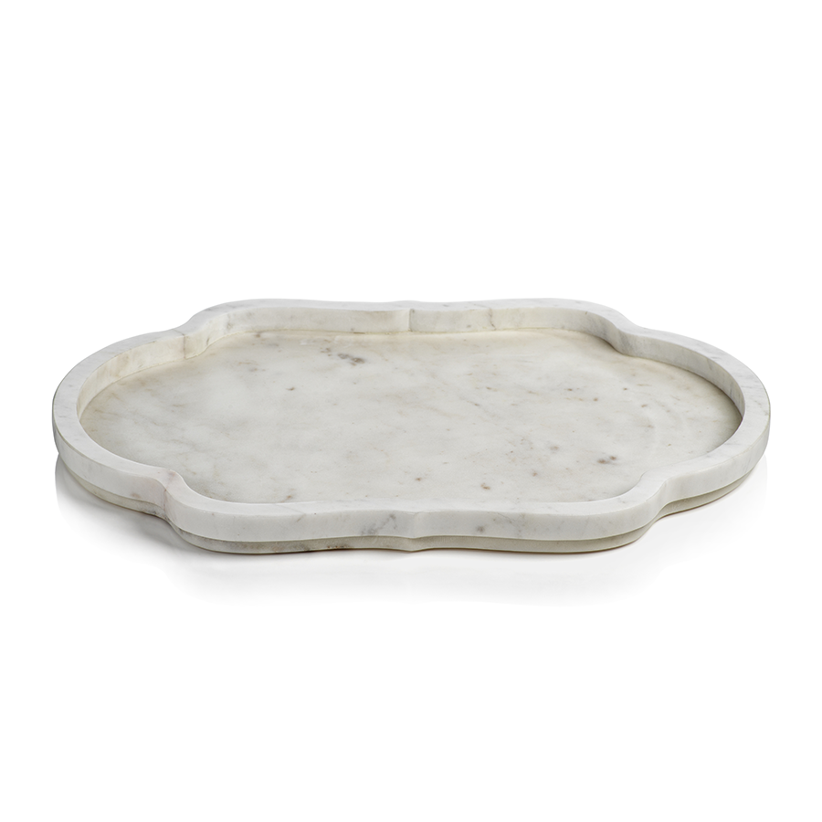 Pietre Large White Marble Tray