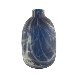 Hand Blown Blue Marbled Vase