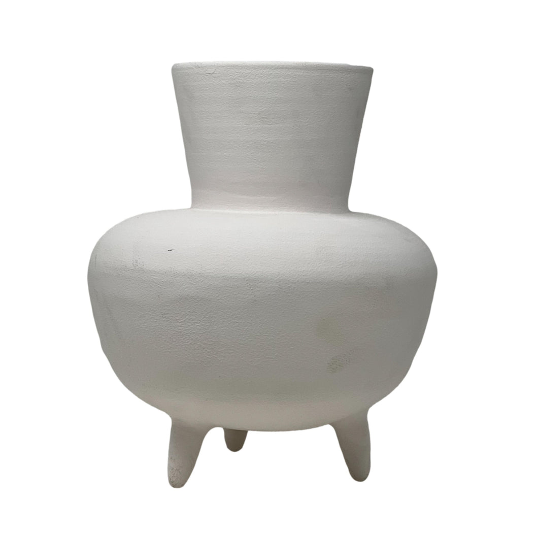 Moroccan 3-Legged Matte White Vase
