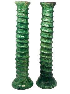 Green Glazed Tamegroute Twist Candlestick