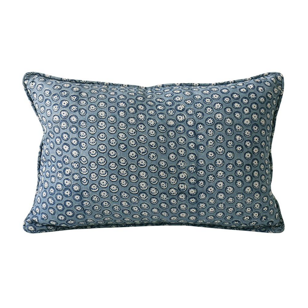Balotra Azure Linen Lumbar Pillow