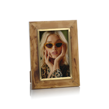 Load image into Gallery viewer, Horn Design Inlaid Photo Frame With Brass Accent
