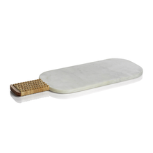 Load image into Gallery viewer, Marble Cheese &amp; Charcuterie Board With Woven Cane Handle
